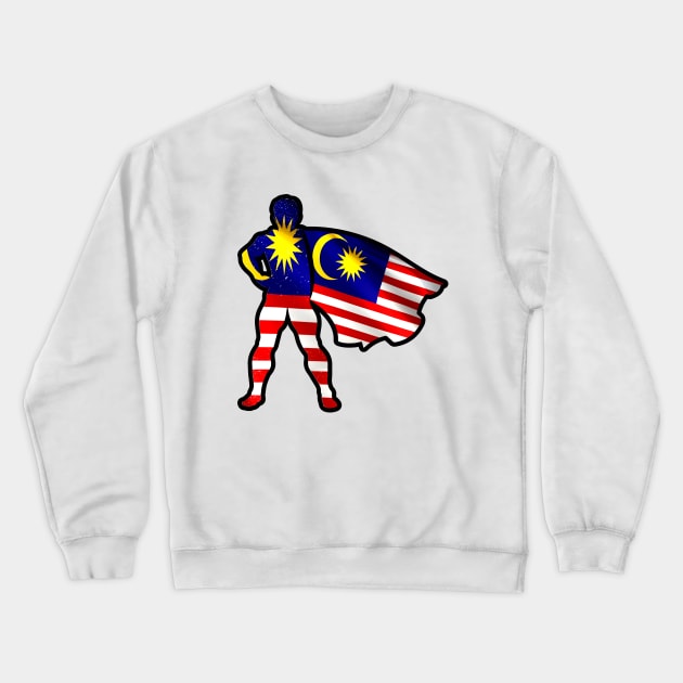 Malaysian Hero Wearing Cape of Malaysia Flag Proud To Be Malaysian Team Crewneck Sweatshirt by Mochabonk